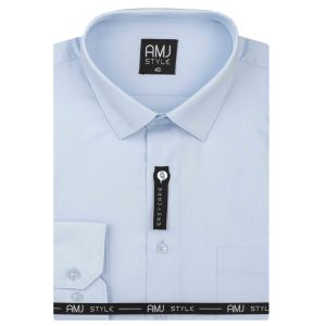 Pánská košile AMJ, světle modrá s vytkávaným vzorem, VD003, dlouhý rukáv (regular + slim-fit + prodloužený slim-fit)