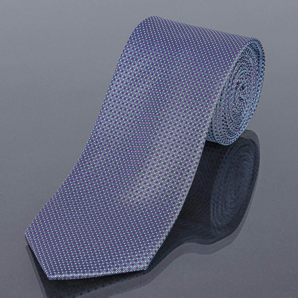 Kravata pánská AMJ fialové tečky KU1490, šedá